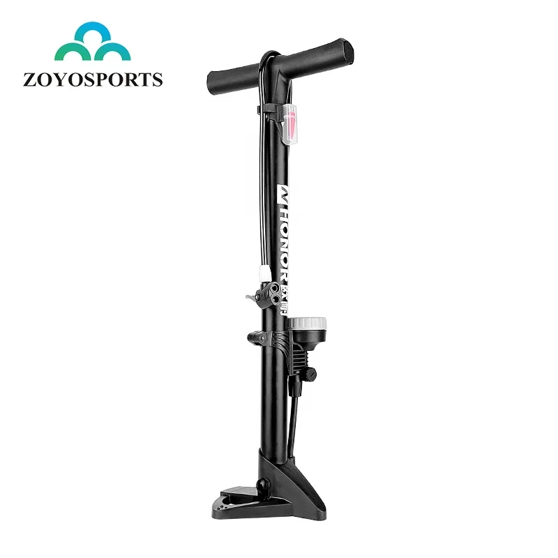 

ZOYOSPORTS Portable High Pressure Mini Hand Air Pump For Bike Tire Inflator Or Balls 160 psi With Gauge Bicycle Floor Pump, Black or customized color