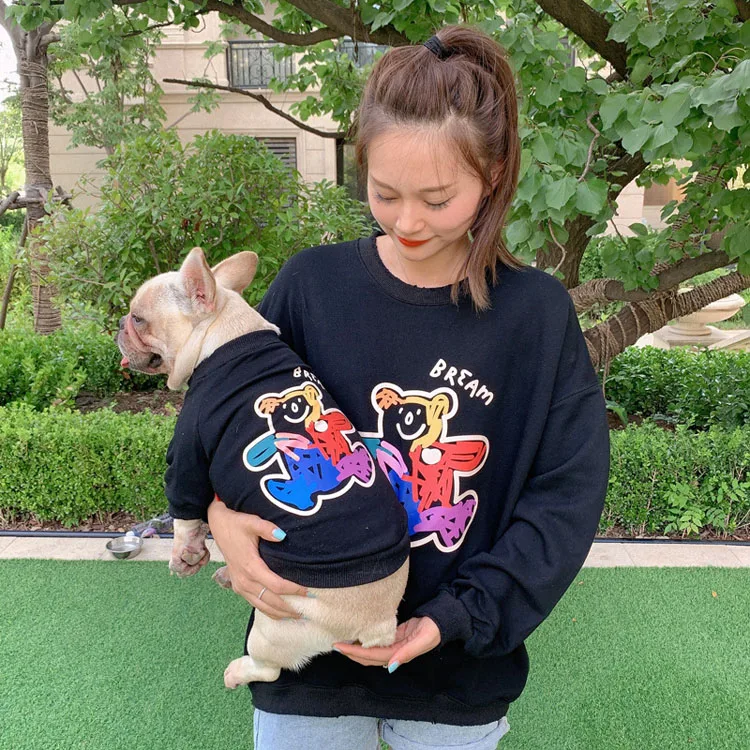 

Fashion print pet clothes dog matching outfits dog and human pet clothes for puppy medium dogs cats, Black white pink