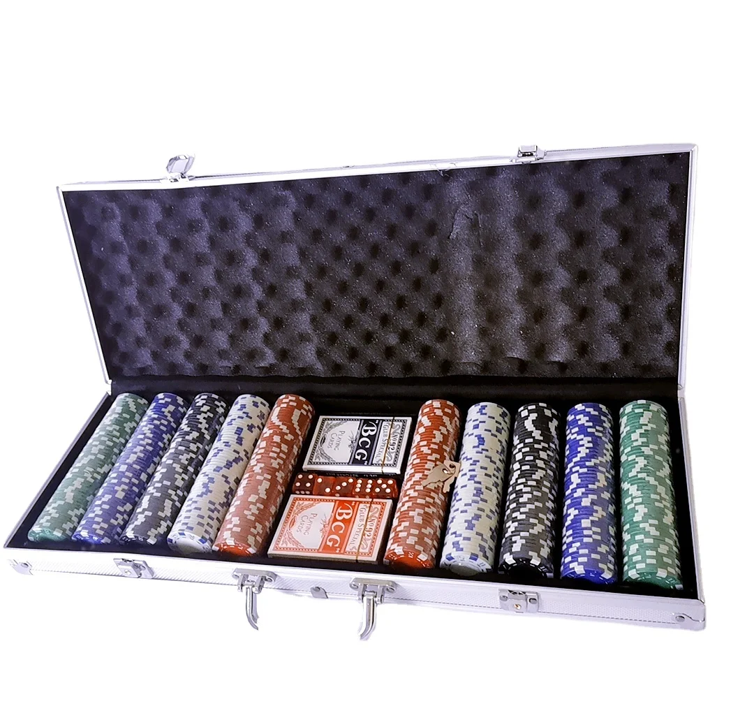 

Wholesale Customized logo Aluminum 500 Poker Chip Case set poker chips, White