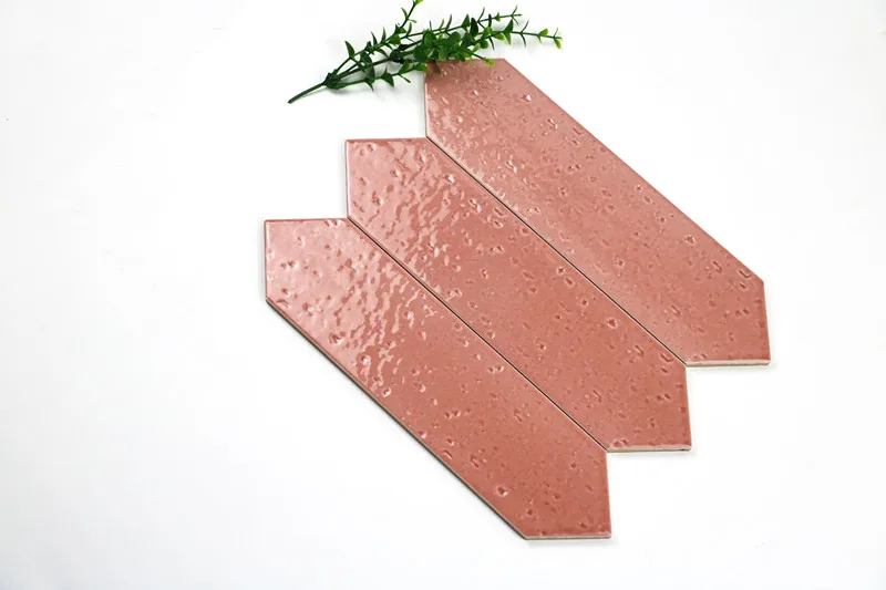 粉红色双箭头形状的卧室和儿童房设计的地铁瓷砖