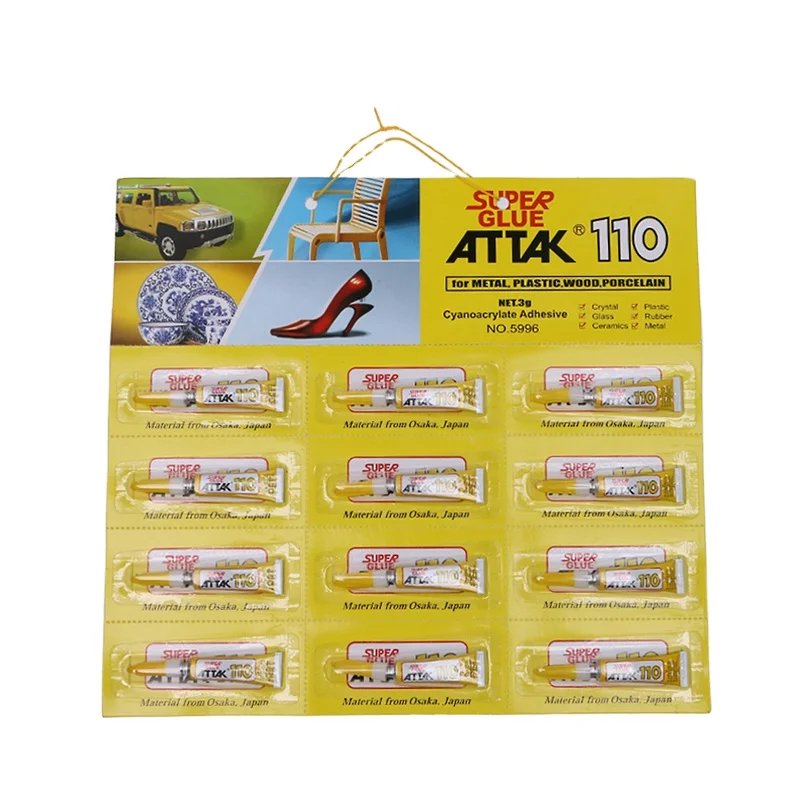 
factory hot sale cheaper super glue 12pcs black blister card 