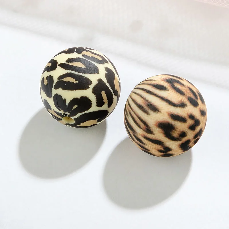 

Leopard Print 12 15 mm Teething Beads Silicone Beads BPA Free Baby Pacifier Chain Beads, Pink , blue , grey ,mint