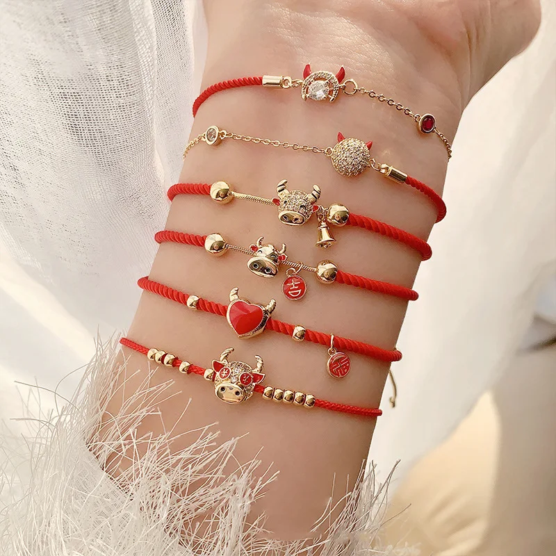 

Chinese Zodiac Year Ox Year Red Rope Sister Bracelet Friendship Bracelet Lucky Fortune Adjustable Bracelets