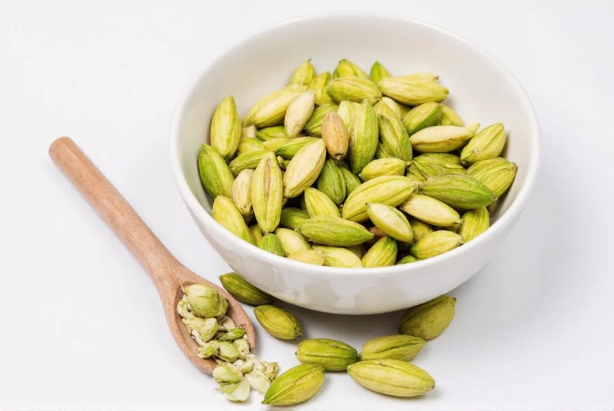 Side-by-side comparison of green and black cardamom pods