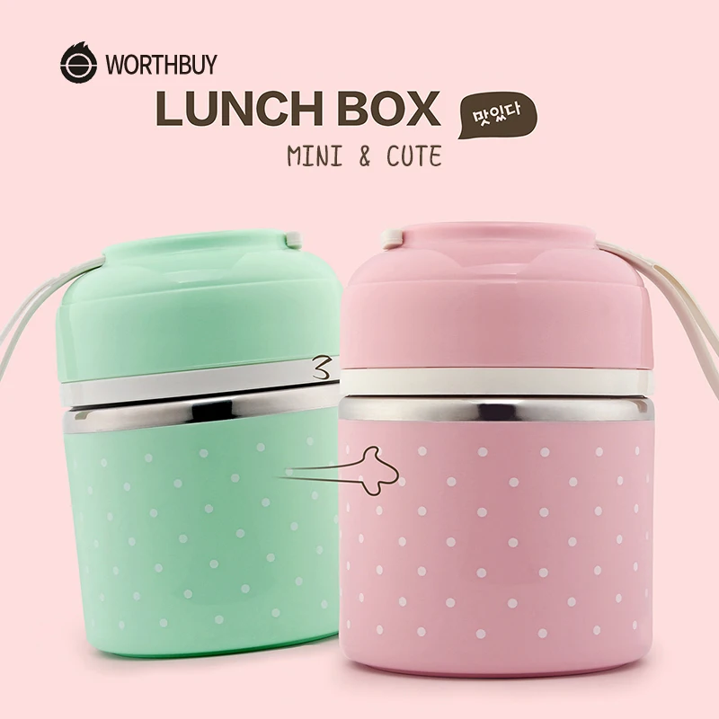 

Cute Japanese Lunch Box For Kids Portable Outdoor Stainless Steel Bento Box Leak-Proof Food Container Kitchen Food Box, Blue,green,pink,purple,gray