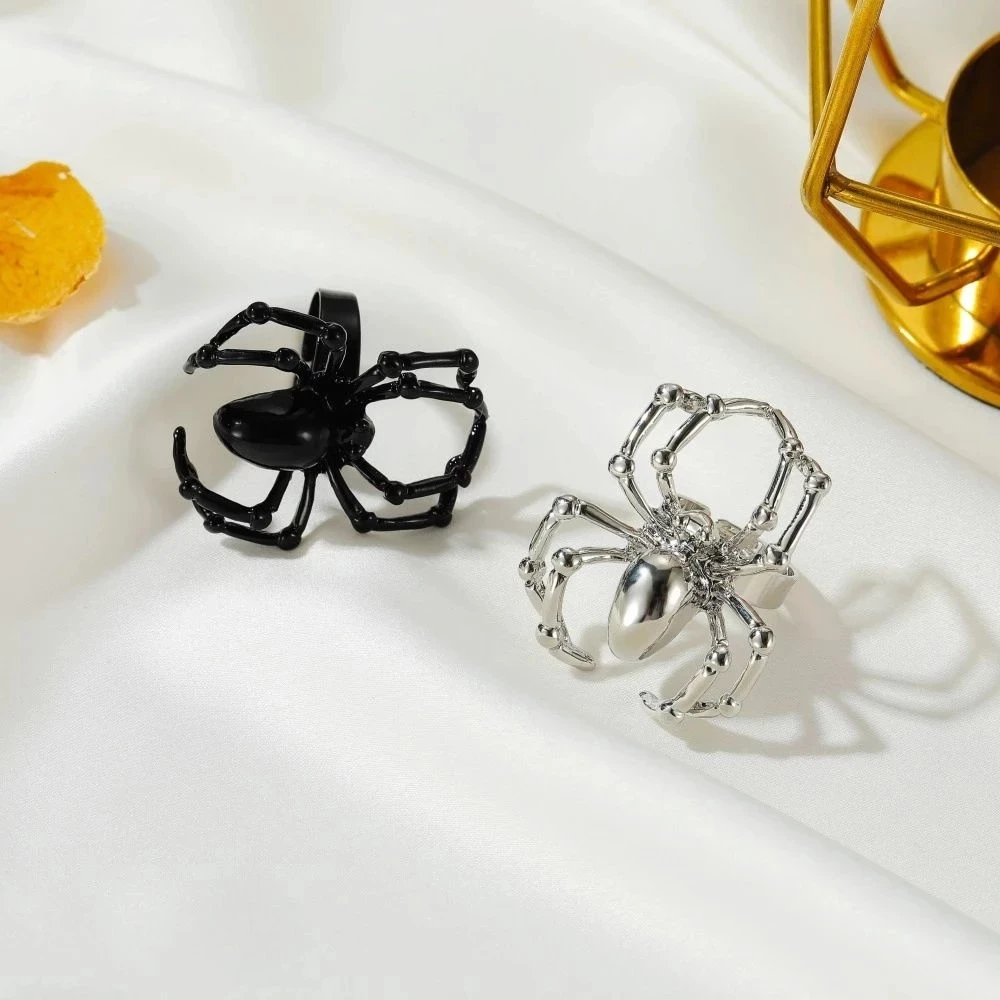 

Adjustable Finger Ring Punk Opening Ring Style Halloween Accessories Gothic Simulation Animal Spider Octopus Ring for Women Men, As picture shows