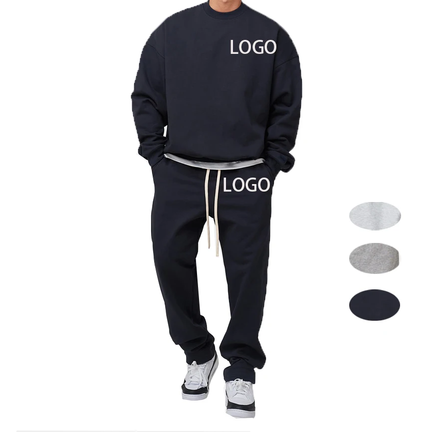 

Autumn Leisure Plus Size Sweatshirt Sets Men Training Breathable Quick Dry Workout Sets Pullover Men Jogging Suits Set, Picture shows