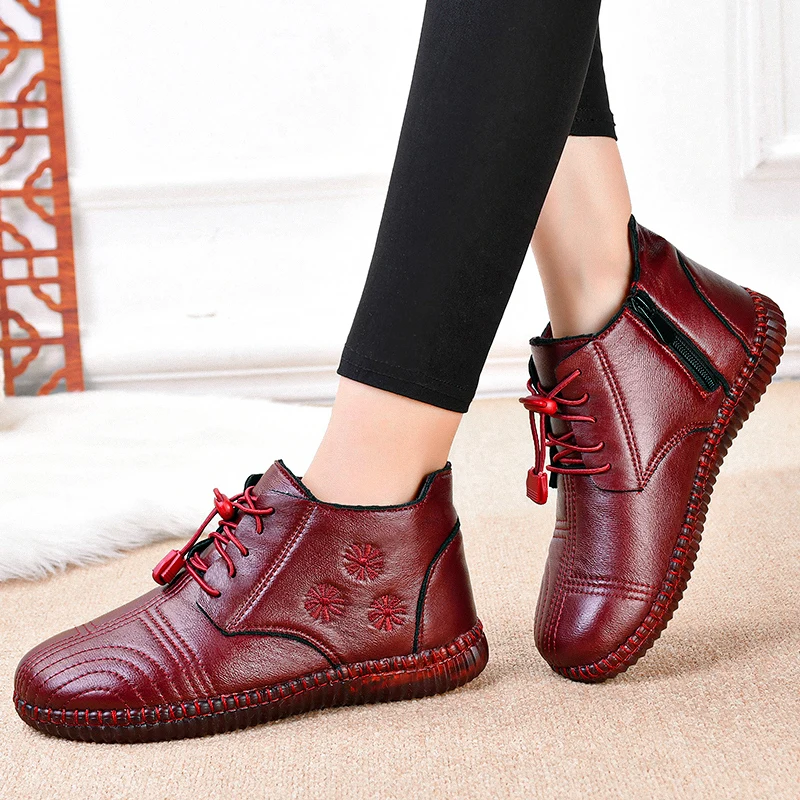 

GM-2178 Anti-Slip Breathable Durable Water Proof Winter Flat Women Sport Shoes, Red