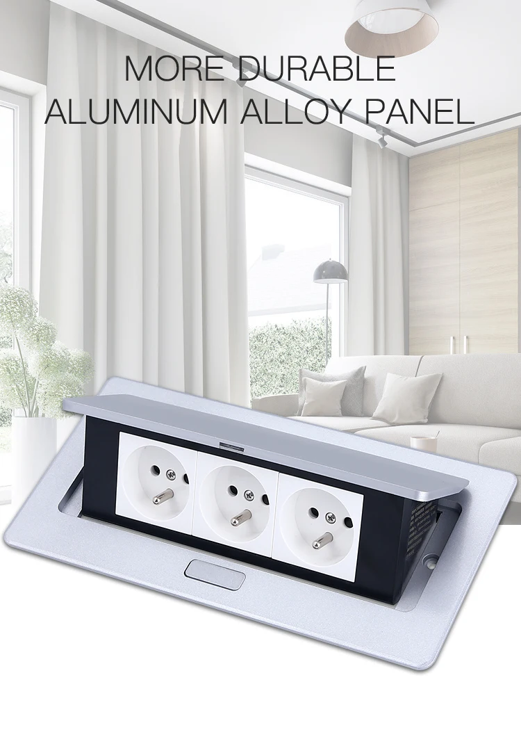 Factory sales Silver aluminum alloy multi module embedded table socket