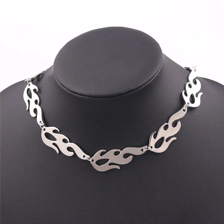 

Punk Rock Accessory Hip Hop Jewelry Unisex Harajuku Streetwear Flame Choker Necklace, As picture