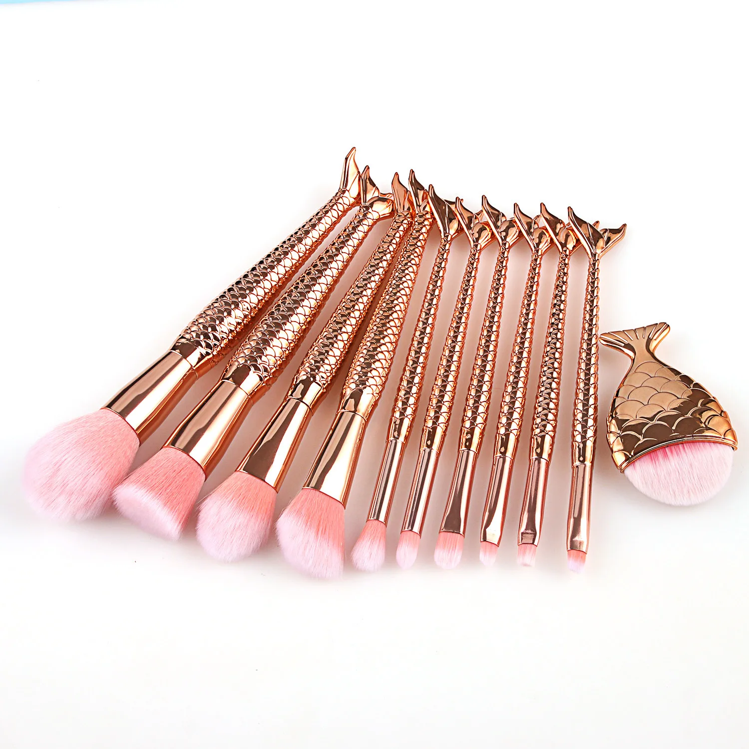 

mermaid random color green pink rose gold frosted wholesale makeup brushes