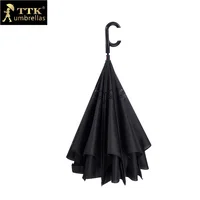 

2019 China Umbrella Factory Cheap New Popular Windproof Inverted Reverse umbrella , Upside Down With C-Shaped Handle