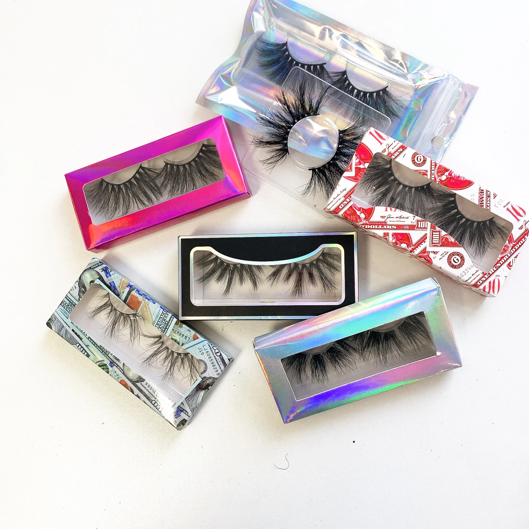 

Private Label 6d False Eyelashes 3D Mink Lashes Custom Packaging Box Own Logo Brand 22mm 25mm Lashes Vendors, Black color