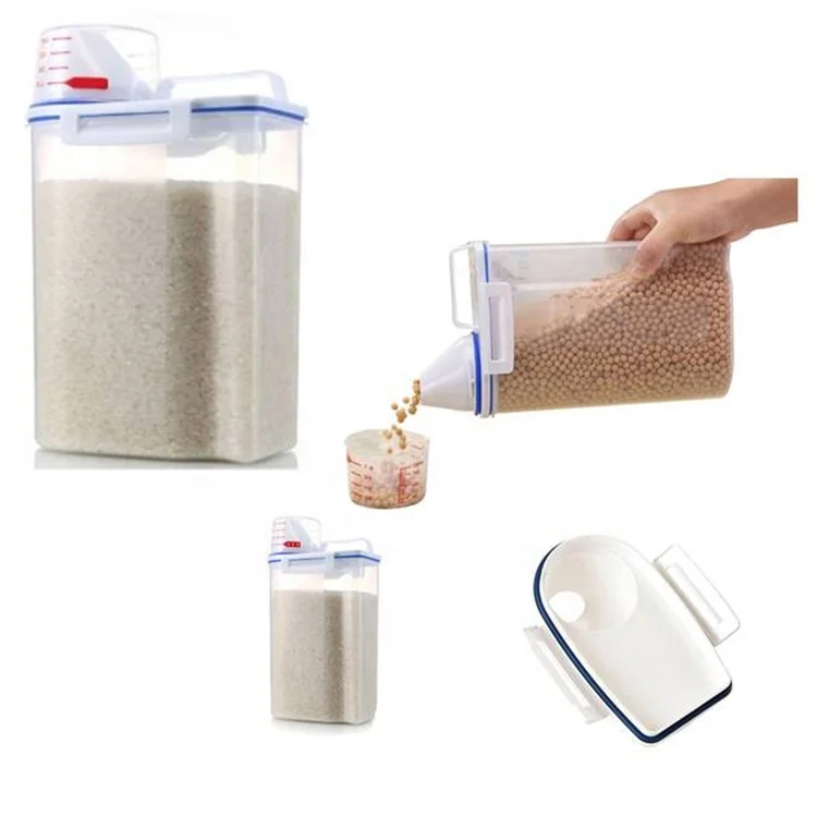 

Plastic kitchen food storage containers with measuring Cup