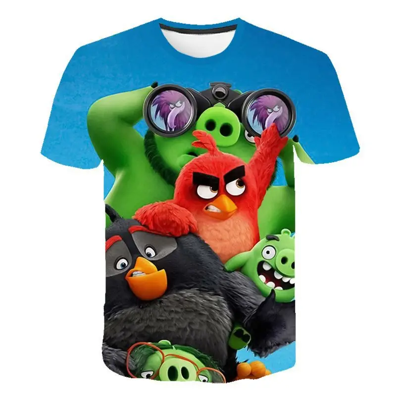 

Hot Sale Custom Printed Angry-Bird Sublimation Cotton Cartoon T-shirt
