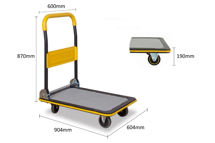 Warehouse 4 Wheel Heavy Duty Hand Pull Push Foldable Platform Truck