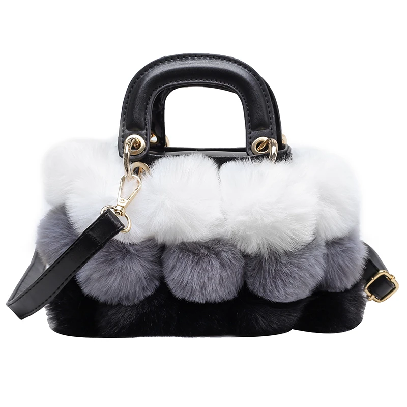 

New Arrival Plush Furry Hand Bag Winter Fur Purses And Handbags Faux Fur Bags women's bag autumn winter handbag