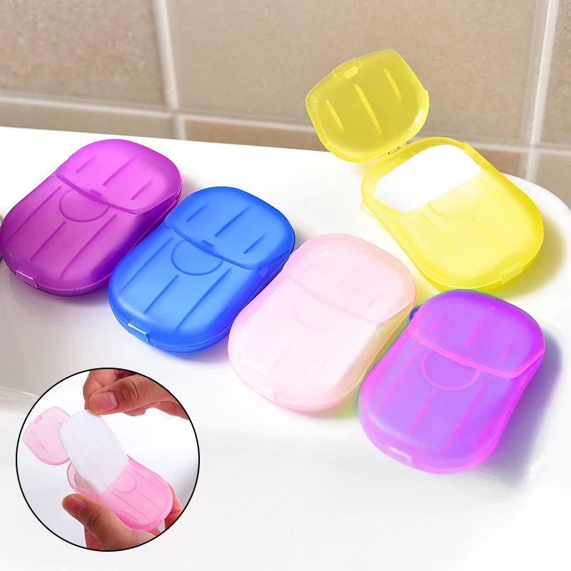

Portable Soap Paper Outdoor Travel WashHand Bath Clean Scented Slice Sheets Mini Paper Soap Disposable Boxes Soaps, As photo