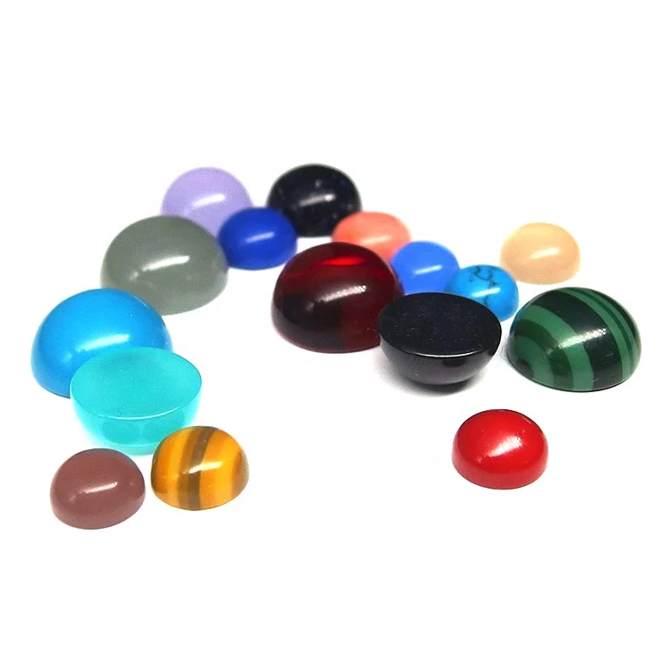 

Synthetic half ball glass gems round cabochon stone