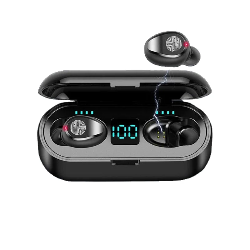

TWS Wireless Headphone wireless Headset Earphone Earbuds F9 5 Headphones with 2000mAh power bank kablosuz kulaklik ucretsiz kar, Black