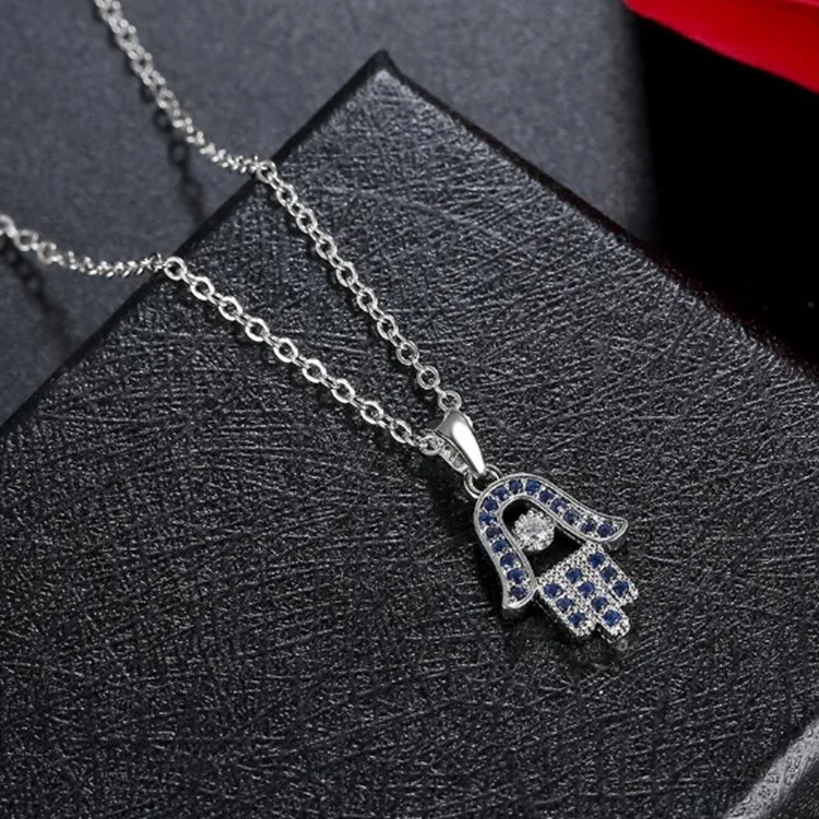 

Fashion 18k white gold charm hamsa hand pendant necklace for women jewelry