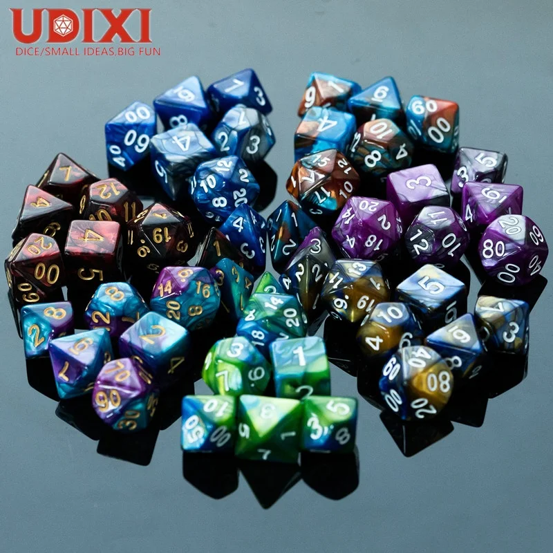 

Color Mixed Polyhedral Acrylic Dice for DND RPG MTG Board or Card Games Wholesale Dungeons and Dragons Dice Set, 2 colors mixed
