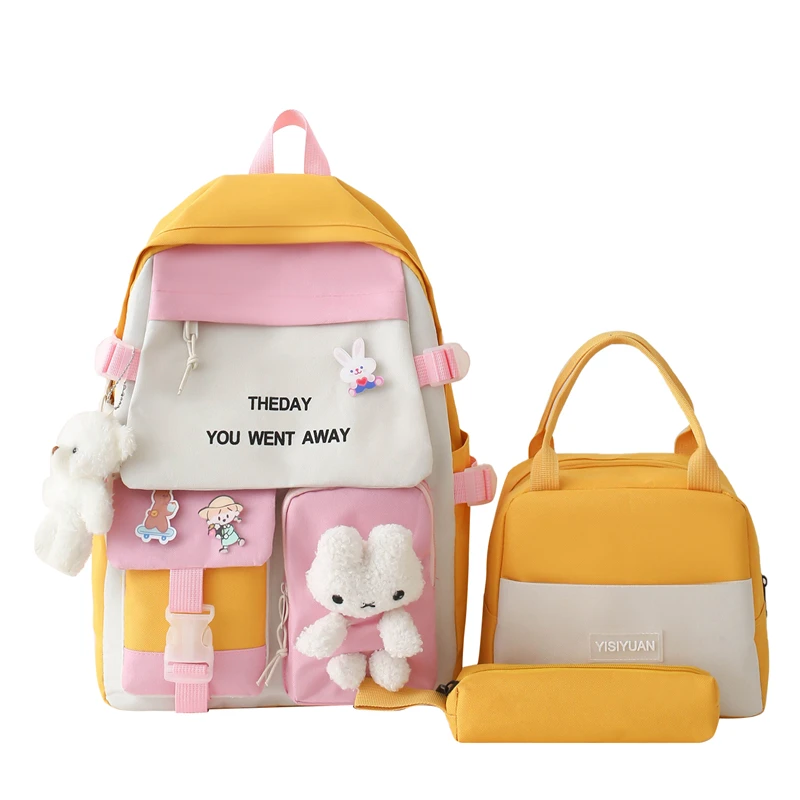 

New fashion 2023 lunch bag Children middle school students 3-in-1 school bag cute bear combination primary bag school set