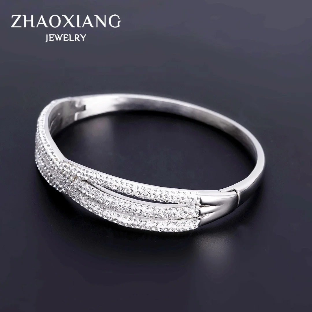 

Bangles Bracelets For Women 3A+ Cubic Zirconia Paved Charms Jewellery Stainless Steel Wrist Bangles