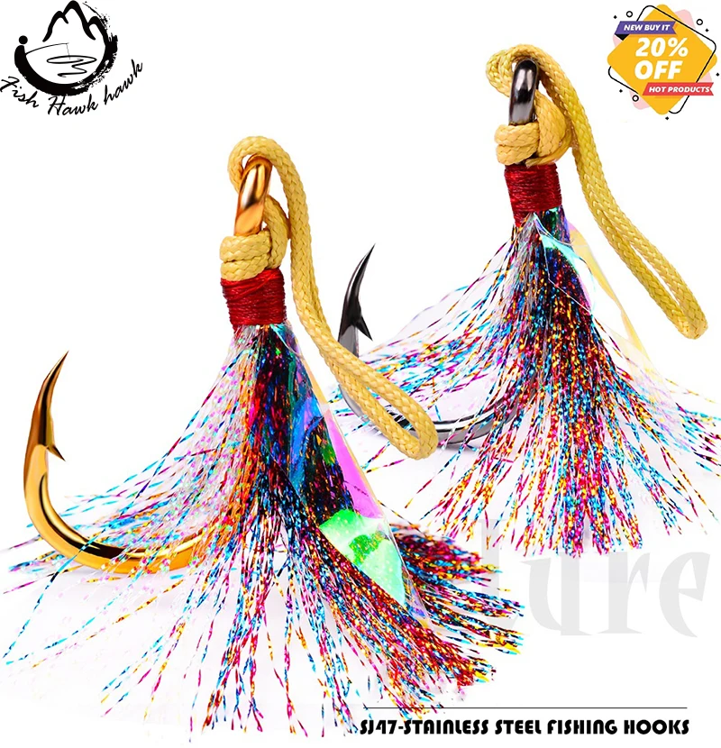

Slow Jig Hook Assist Carbon Hooks light Jigging 1/0~11/0 Size Metal Jig PE line Fishing Accessories Saltwater Fishing Hooks, As the picture shows