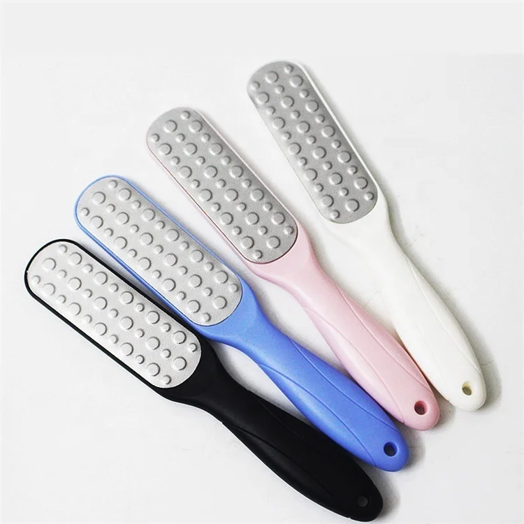 

Realong high quality metal dual side black foot file callus remover tools with smooth plastic handle, Pink / black /white / blue