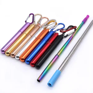 Image of 2019 New Arrival Reusable Metal Stainless Steel Drinking Telescopic Straw