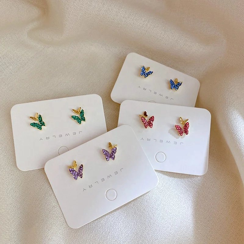 

New Korean Elegant Cute Rhinestone Butterfly Stud Earrings For Women Students Boucle D'oreille Jewelry Gifts