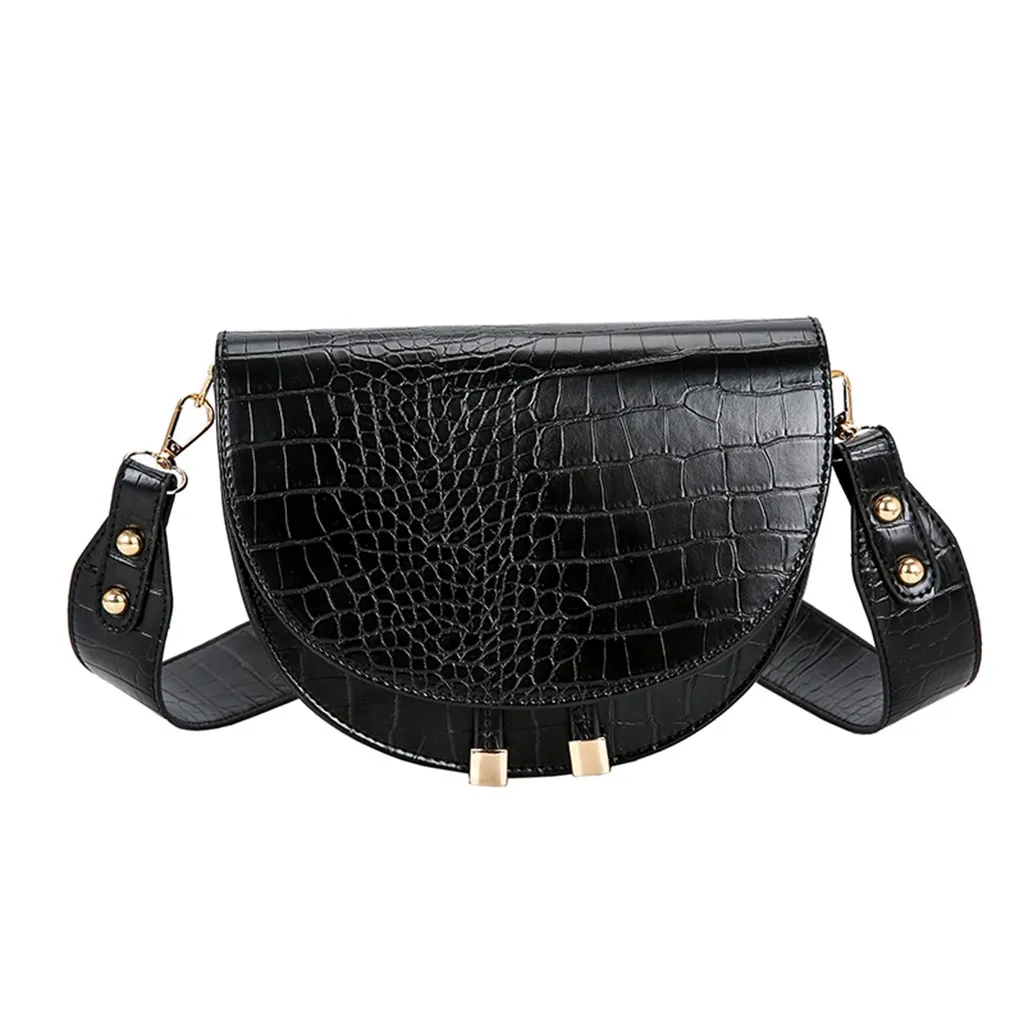 

Sandro Luxury Crocodile Pattern Crossbody Bags for Women Half Round PU Leather Handbags, Green,black,dark grey,pink