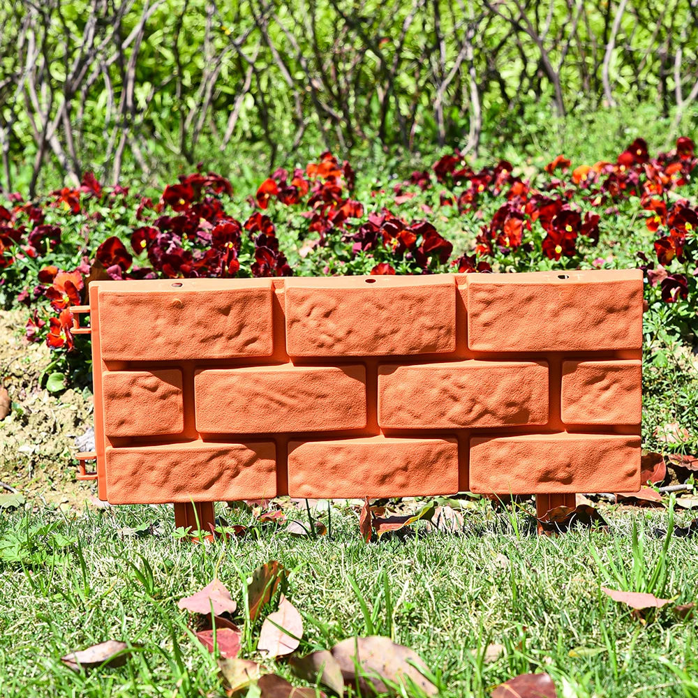 

Brick Effect Garden Edging | Simply Hammer in Using the Attached Stakes | Lawn or Flower Bed Border | L45cmxH17.5cm