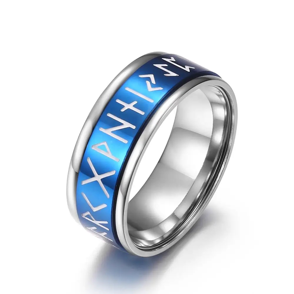 

hot samles Amazing cheap Jewelry Rotatable Nordic style Viking luminous men's ring smart ring, 3 colors