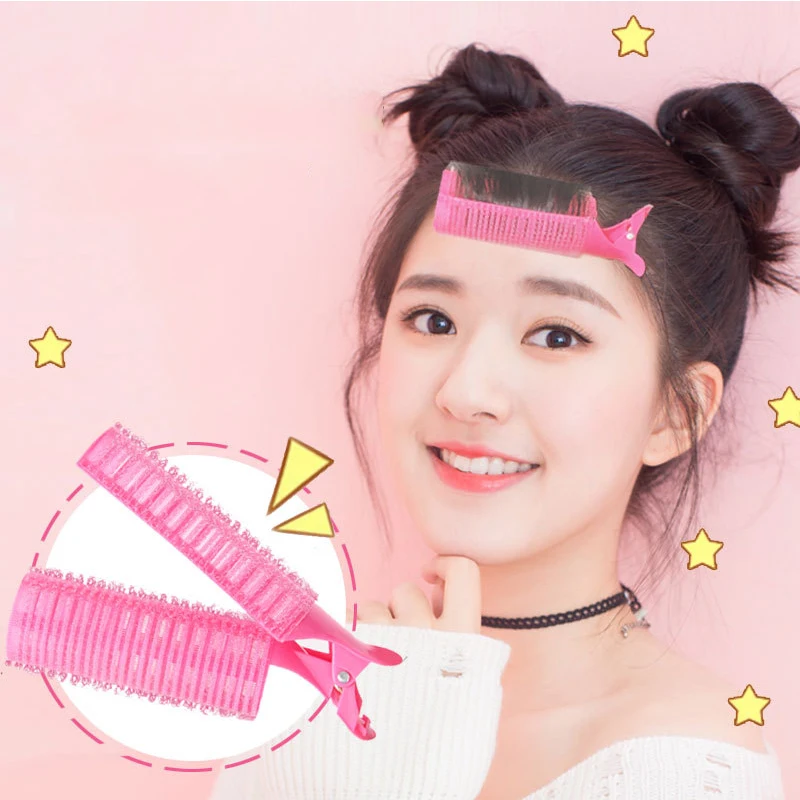 

Cute Portable Bangs Hair Curler Clip Plastic Multifunction Pink Hair Curler Roller