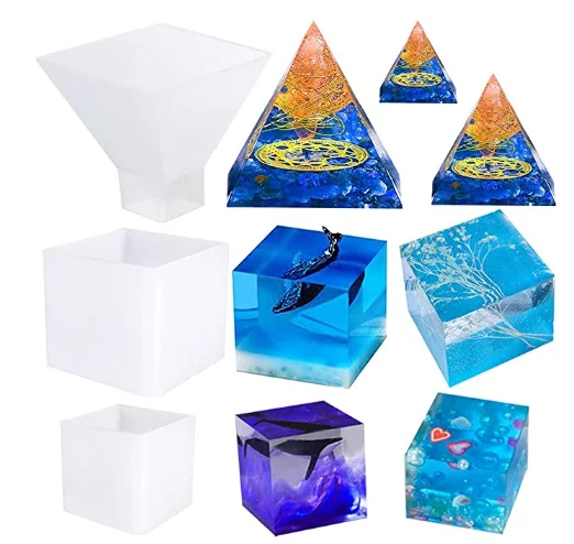

Resin Pyramid Mold Square Cube Mold for Resin Casting Silicone Pyramid Epoxy Resin Mold Craft DIY Home Ornament Decoration, White