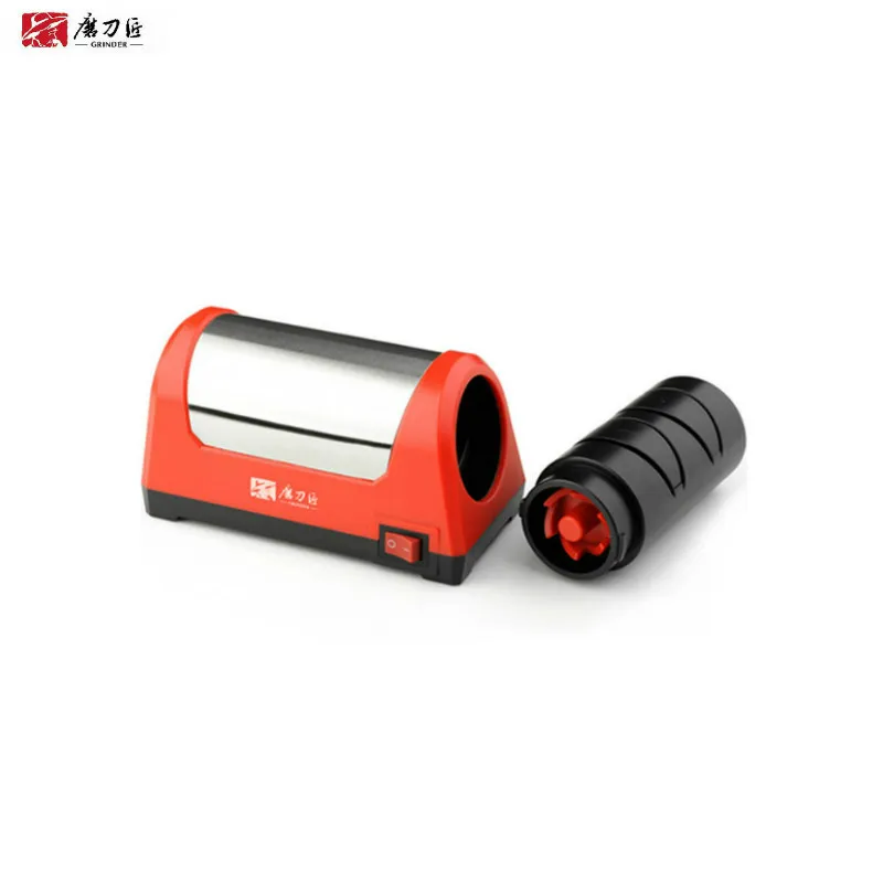 

Two Stages Diamond Kitchen Knife Sharpener With 2 Slot Electric Diamond Steel Ceramic TG1031 TAUEEA, Black and red