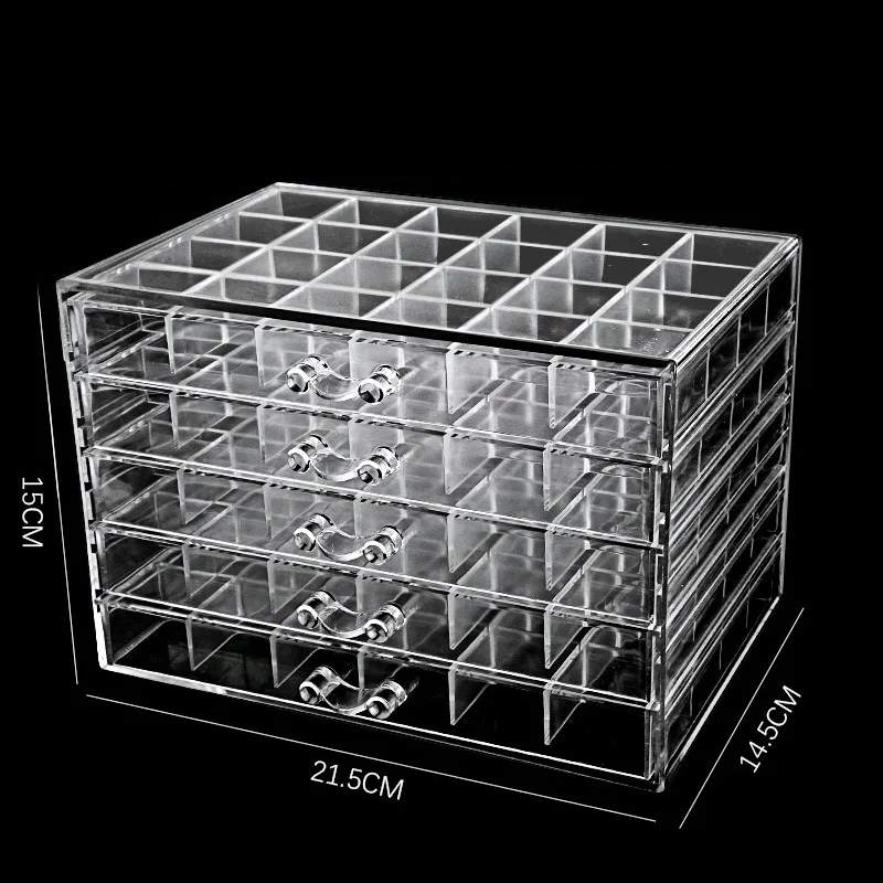 

120 Lattice 5 layers Make Up Storage Box 5 Drawers Plastic Cosmetic Lipstick Nail Polish Decoration Storage Box Jewelry Case, White