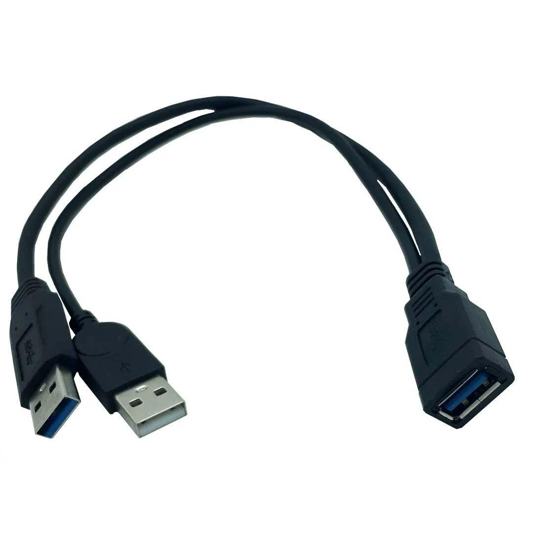 

30cm USB3.0 to USB3.0/2.0 USB3.0 Female to Dual USB Male Extra Power Data Y Extension Cable