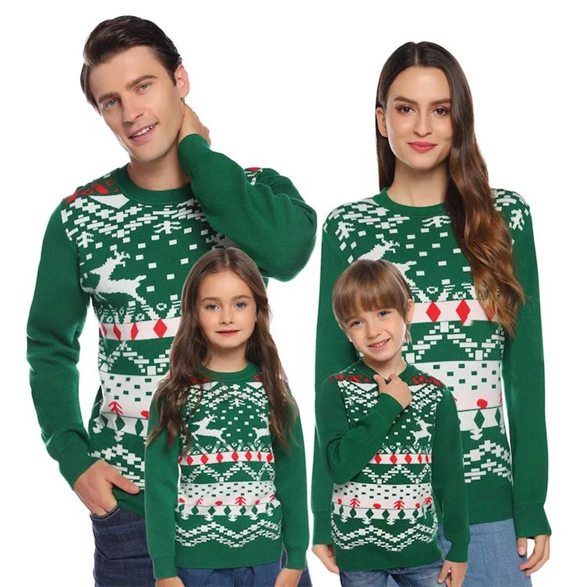 

Custom Parent Child Clothing Adult Kids Family Christmas Sweater Ugly, Any colors as per customer's requirement