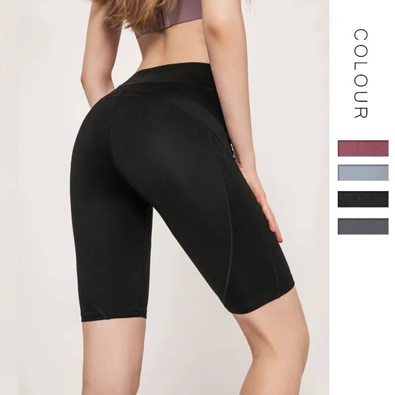 

Fitness Yoga Quick Dry High Waisted Plain Sports Running Gym Tight Stretch Push Up Woman Shorts Pants, Black,blue,red,gray