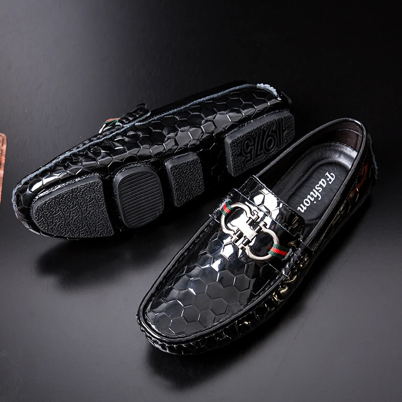 

Top Quality Wear Resistant  Men Soft Shine Microfiber Leather Shoes Non-Slip Loafer Shoes, Black