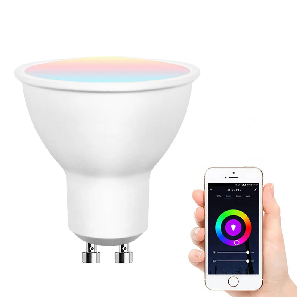 Voice Control WiFi Smart 5W 420LM RGB+2700-6000K GU10 Light Bulb WiFi LED Spotlight Bulb Alexa and Google Home