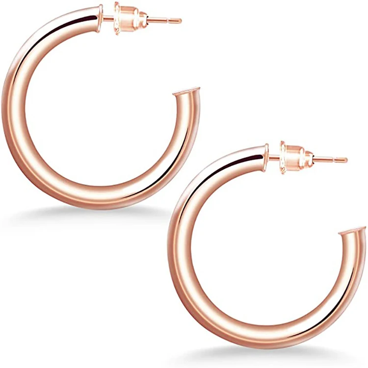 

Charare western style rose gold plated glaze light big hoop earrings accessories, Rose gold, gold, silver