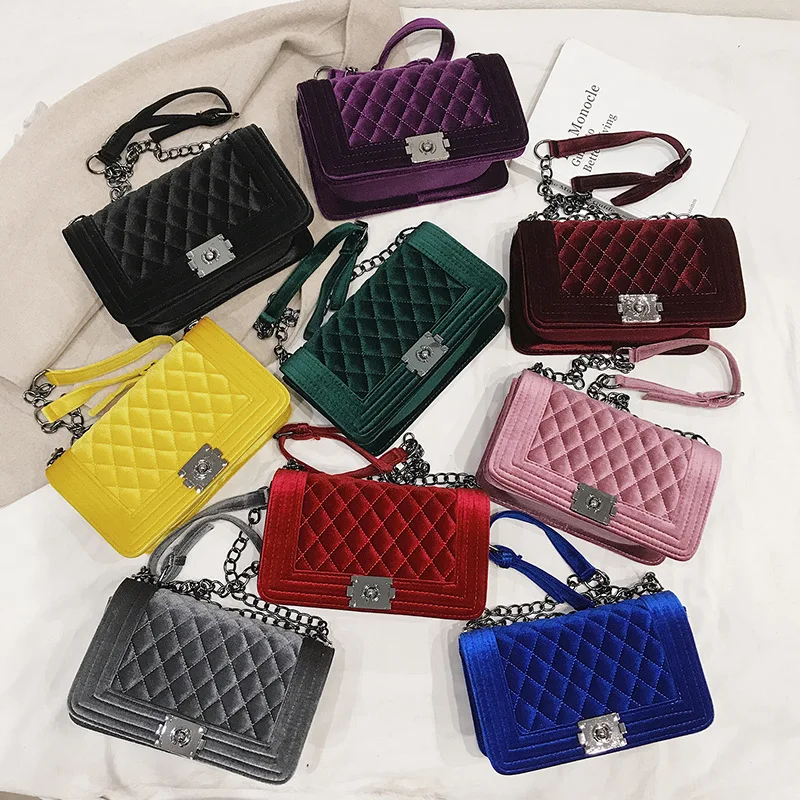 

Fall 2021 Velvet Purse Handbags Quilted Purse Crossbody Bag Replicate Designer Handbags Famous Brands Luxury Winter Purse, 9 color available