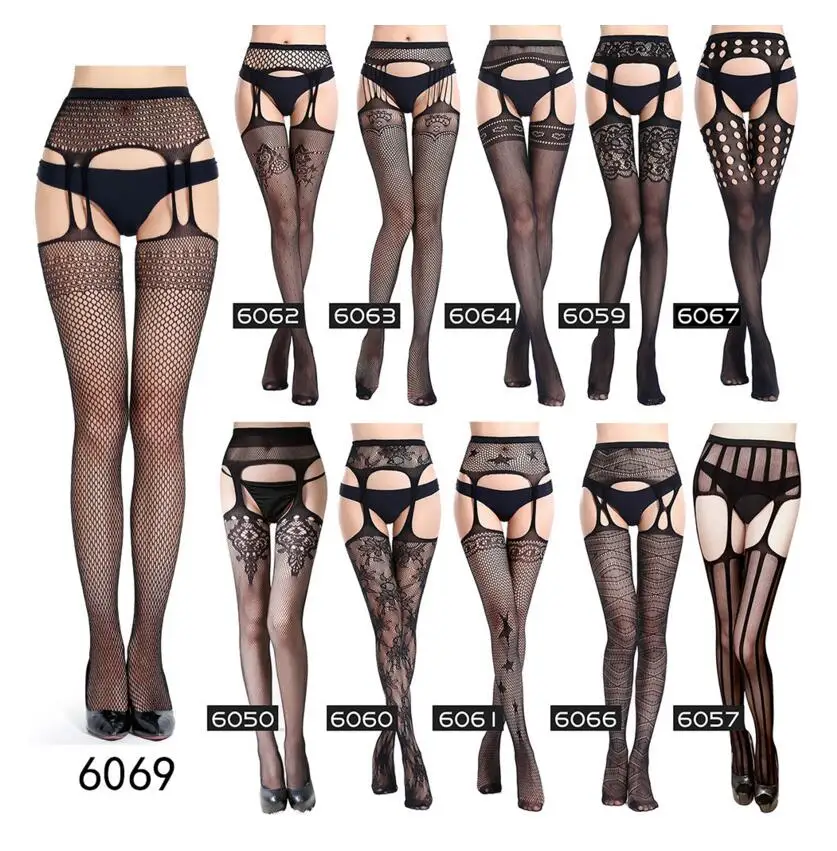 

QUEENA thigh Highs tights Lingerie fishnet stocking sexy Lace top suspender sheer intimates erotic Bodysuit pantyhose