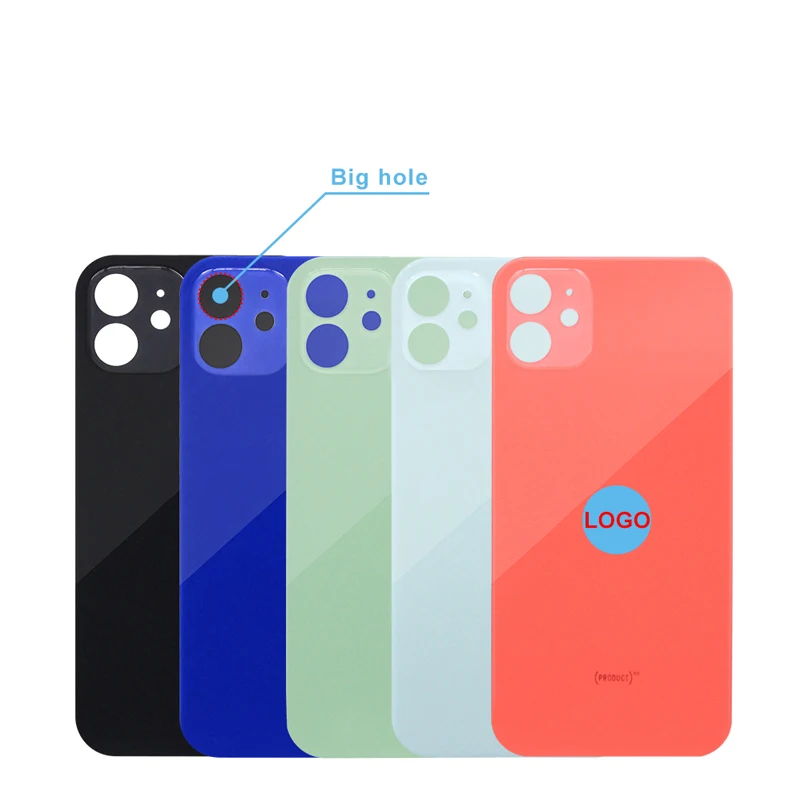

For iPhone 12 mini Battery Rear glass cover Big hole battery Back Cover case for iPhone 12 mini back glass Replacement, Black, white, red, green, blue, purple