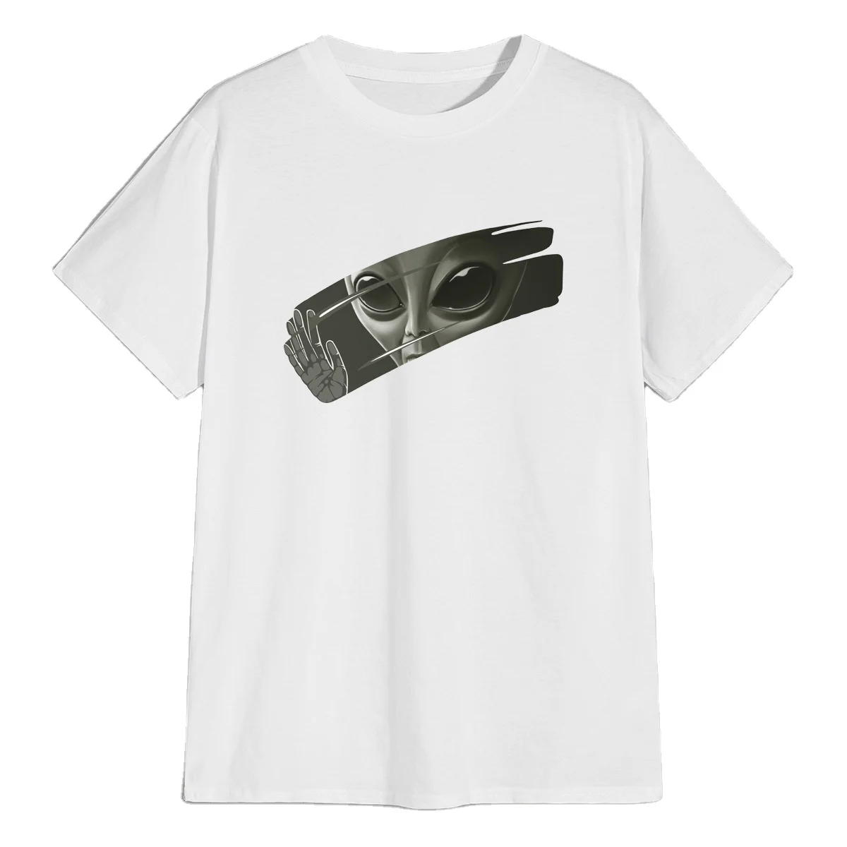 

Hot Men's Tshirt White Alien Tops Short Sleeve T-Shirts