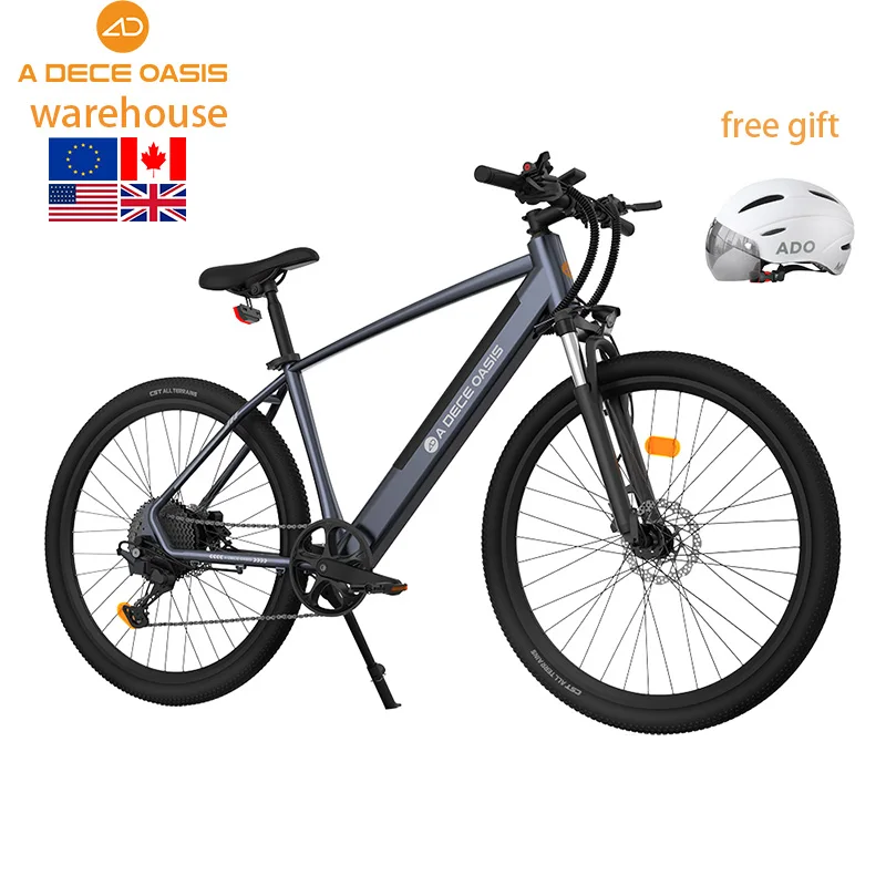 New Arrival 11Speed ADO DECE 300 E Bike Electric Bicycle Bike Electric Hybrid City Mountain Road Bike ebike for Adult, Grey and silver